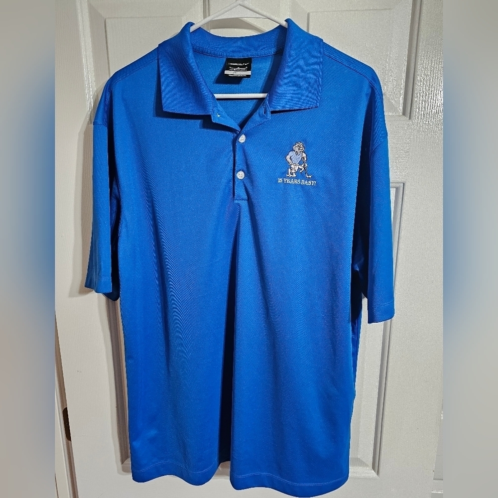 Nike Golf Men’s L Polo Shirt Blue Dri-FIT Embroidered Golf Preppy Retro 15 Years - Picture 2 of 7